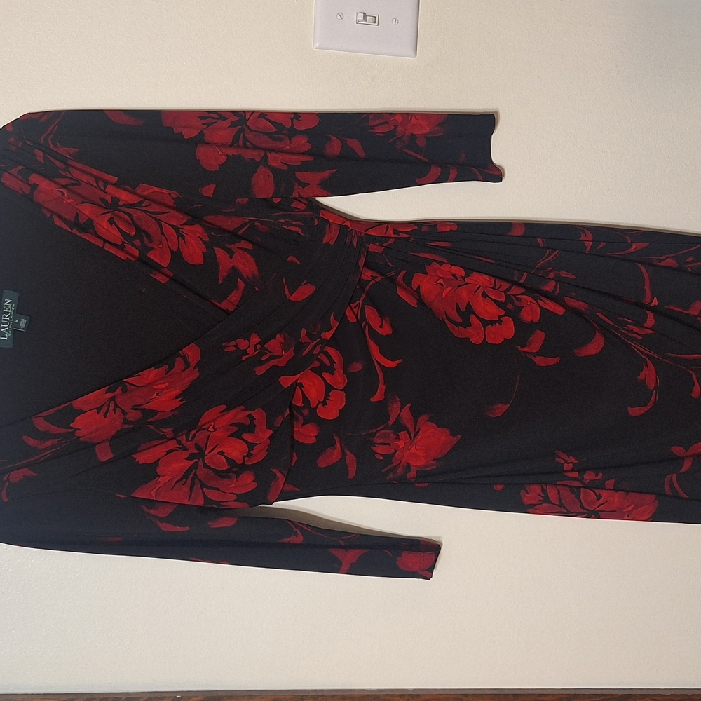 Ralph Lauren Elegant Black Dress with Red Highlights